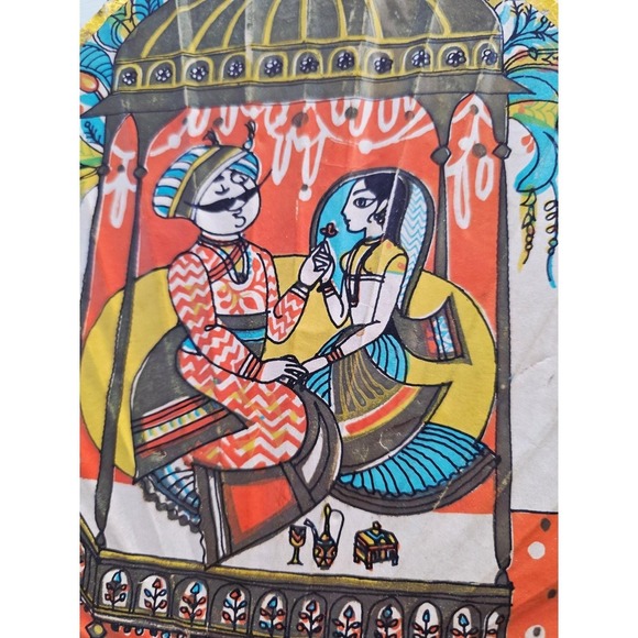 Vintage Air India Fan 1950s Collectible Route Map Wooden Handle Souvenir - Picture 5 of 16